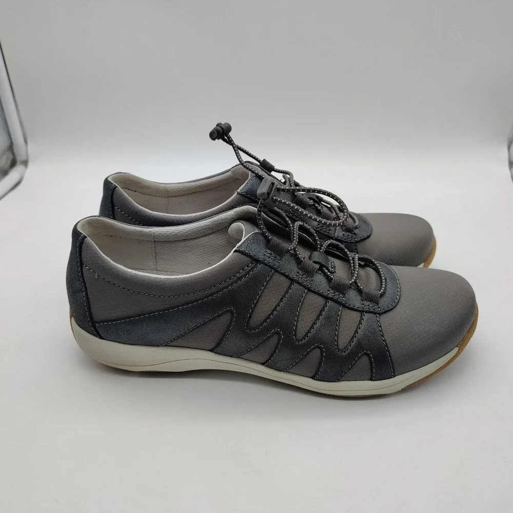 Dansko Harlie Women Size EU 40/US 9.5-10 Gray Metallic Bungee Lace Up Sneakers